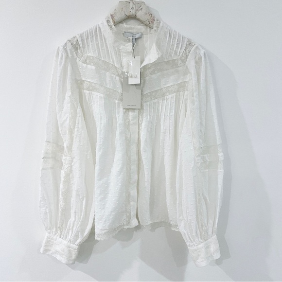 Joie 100% cotton bohemian blouse in porcelain - Picture 8 of 13